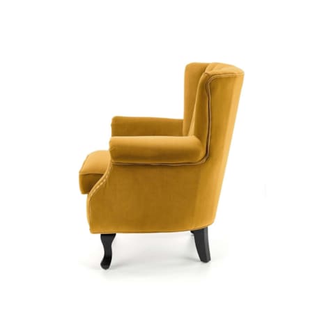 FOTEL WYPOCZYNKOWY Vader żółty aksamitny DREWNIANE NOGI