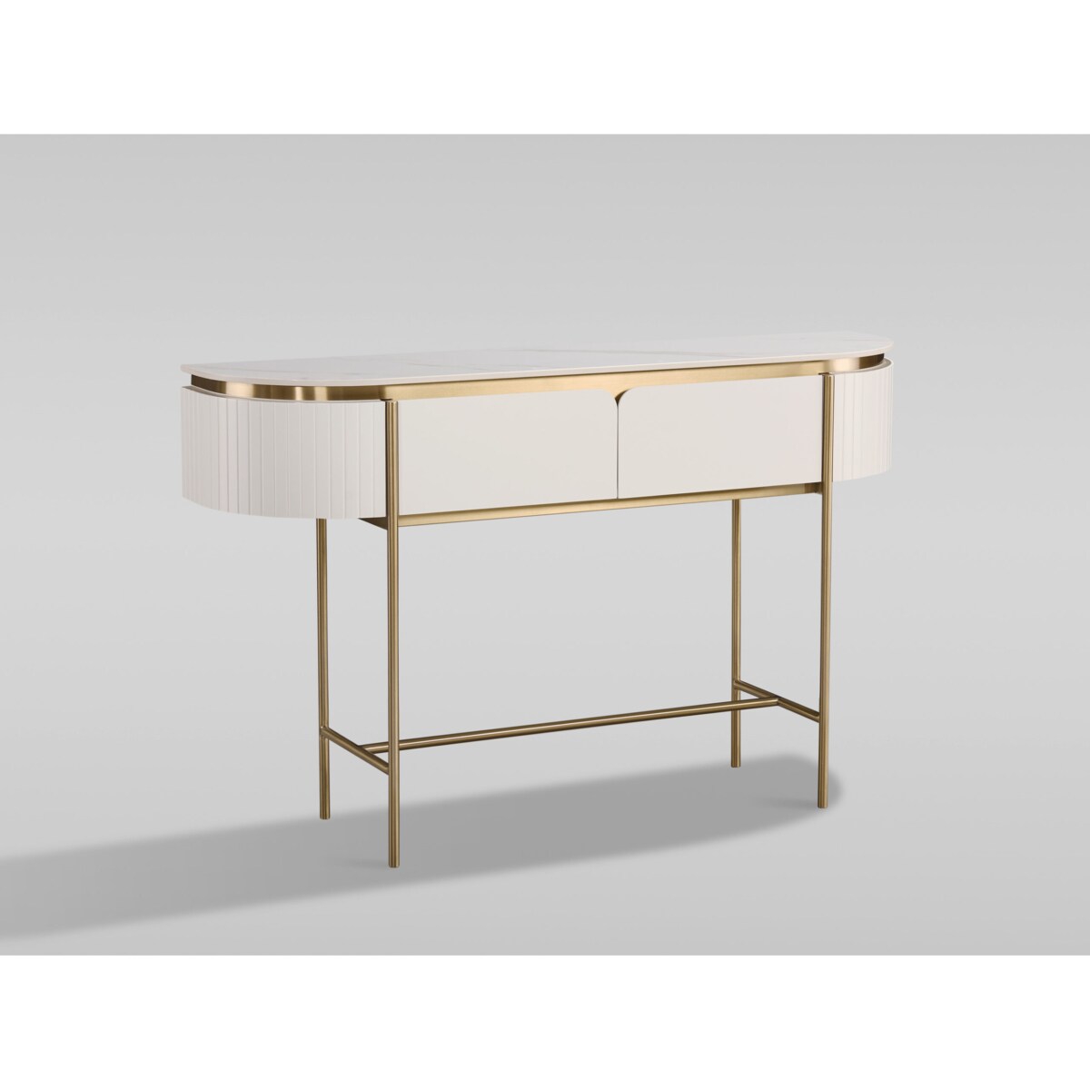 Konsola glamour ecru złota Bueno z marmurem 140x36x86