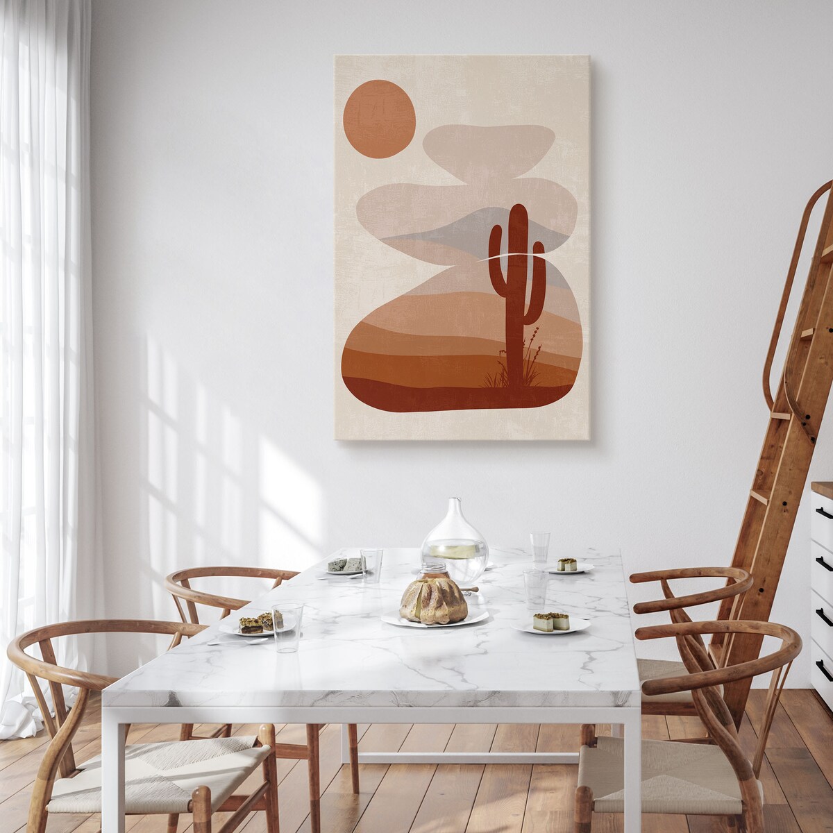 Obraz Abstrakcja Kaktus Skały Dekor Boho 30x40cm