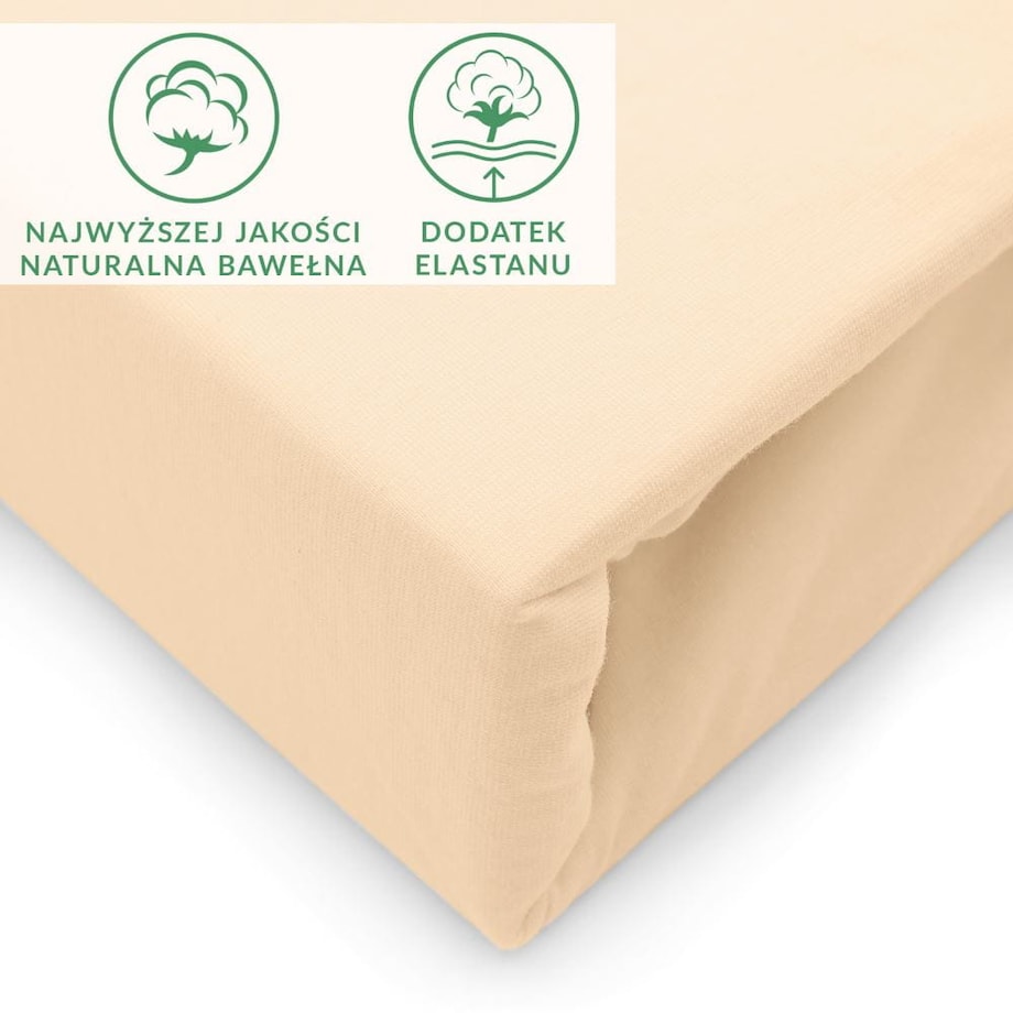 Prześcieradło z bawełny jersey z elastanem z gumką 140x200 kolor beż