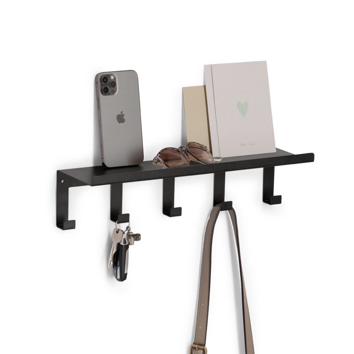 Metalowy wieszak do przedpokoju z półką NORDIC SPACE, 40 x 10 x 11 cm