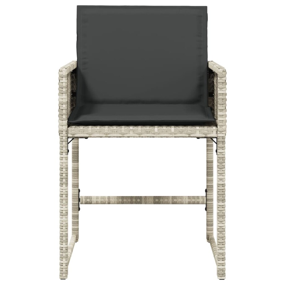 vidaXL Krzesła ogrodowe z poduszkami, 4 szt., jasnoszare, polirattan