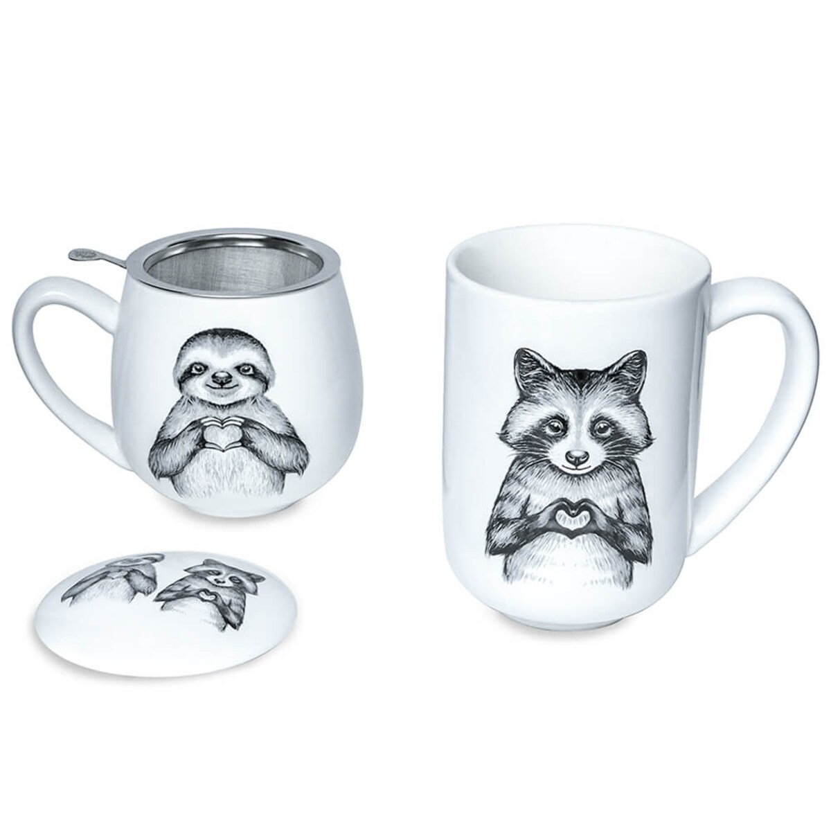 Kubek szop i leniwiec- idealny zestaw do parzenia herbaty, piekny prezent dla mamy, taty, babci, dziadka, niej i niego, teściowej 400ml