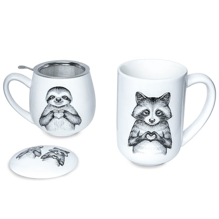 Kubek szop i leniwiec- idealny zestaw do parzenia herbaty, piekny prezent dla mamy, taty, babci, dziadka, niej i niego, teściowej 400ml