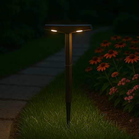 Lampa Solarna 2 Led Do Ogrodu Wbijana Dekoracja Ogrodowa Czujnik Zmierzchu