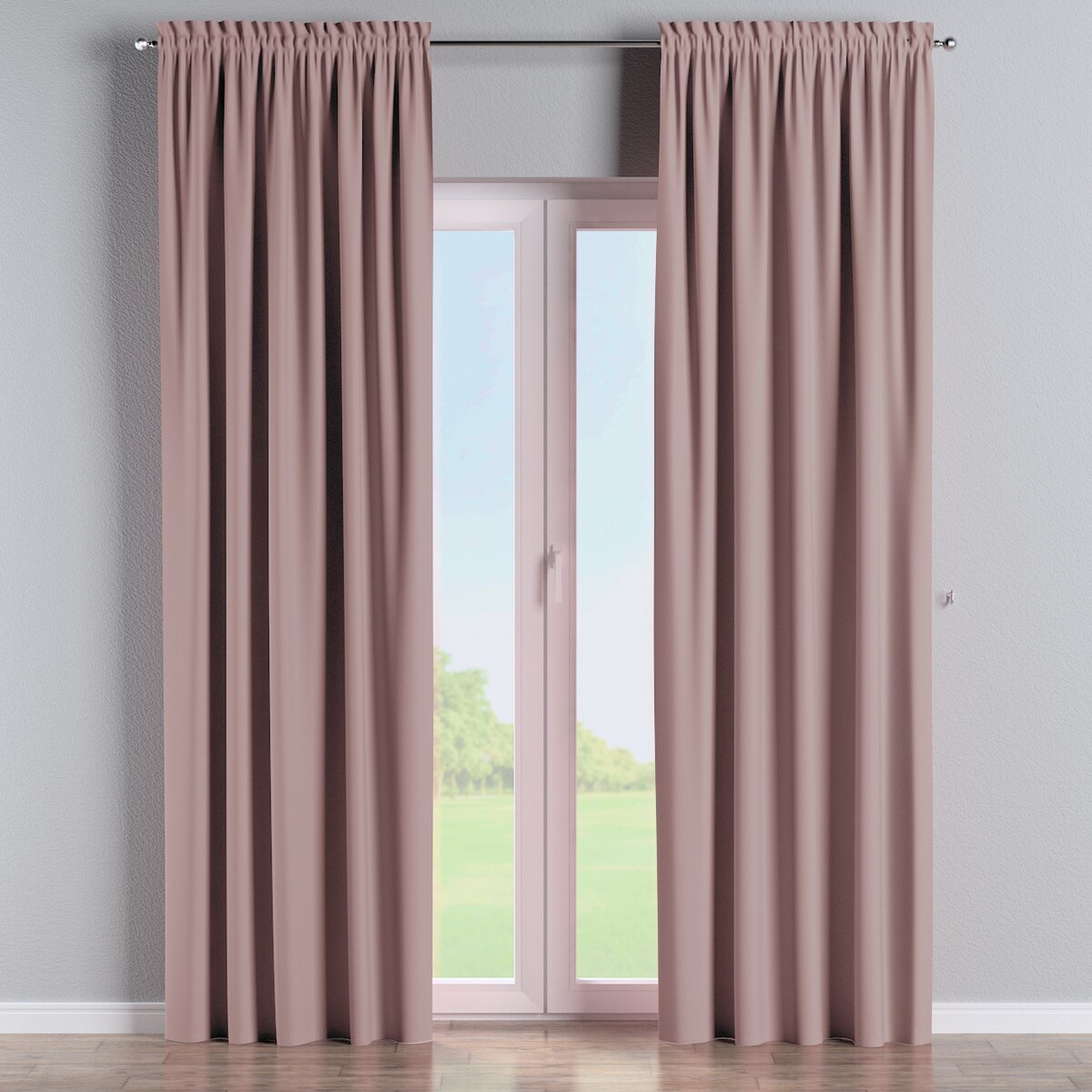 Zasłona na kanale z grzywką 1 szt. 130x260 pudrowy róż