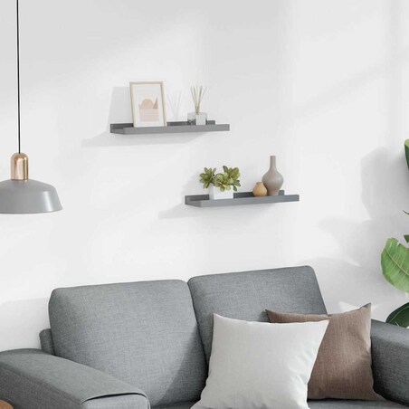 vidaXL Półki ścienne na zdjęcia, 2 szt., szare, 40x9x3 cm, MDF