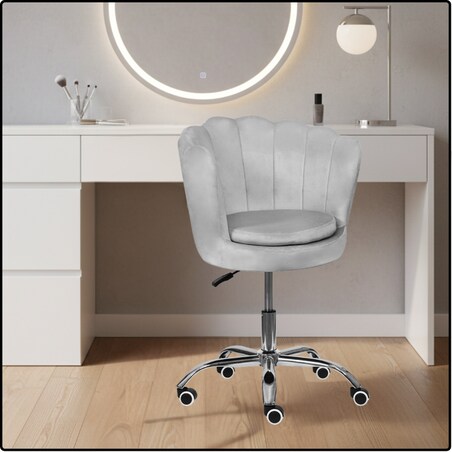 Fotel obrotowy krzesło muszelka welurowy do biurka toaletki szare shell