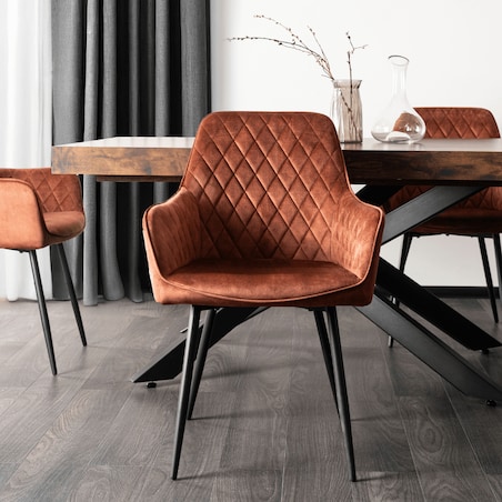 Krzesło Tapicerowane Welurowe Do Salonu Jadalni Kuchenne Rude BRESSO