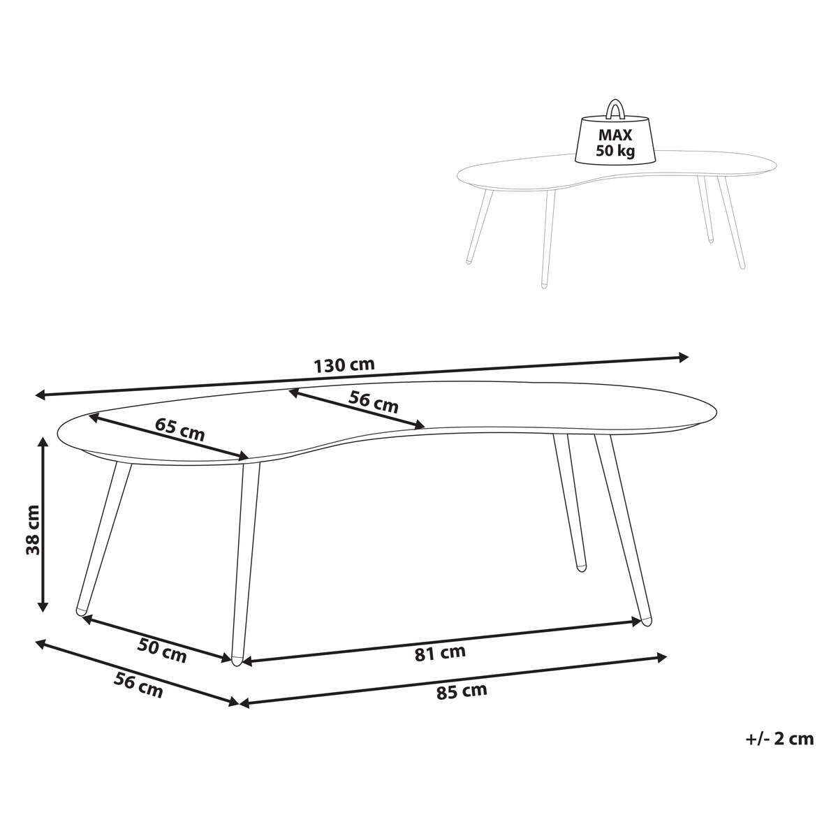 Stolik kawowy ogrodowy PARORI 65 cm 130 cm Metal Beżowy