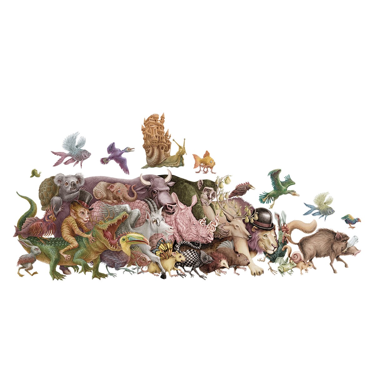 Zestaw naklejek na ścianę, Bajkowe stworzenia, 60cm