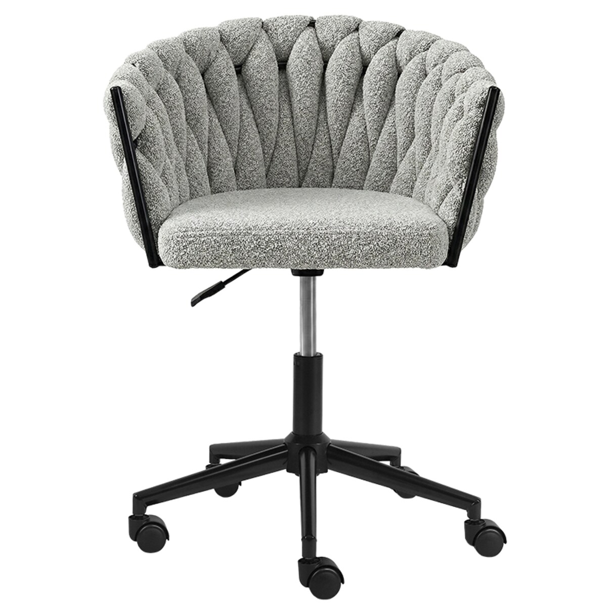 Fotel biurowy obrotowy krzesło biurowe wygodne do biurka regulowany szare tkanina