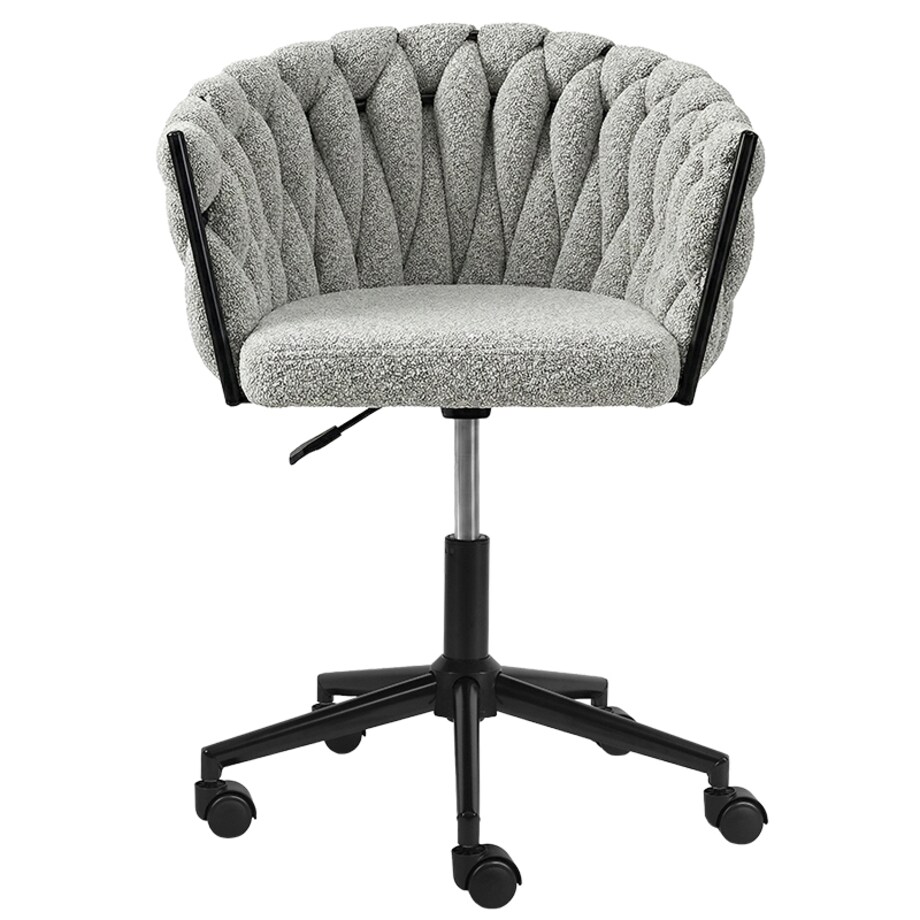 Fotel biurowy obrotowy krzesło biurowe wygodne do biurka regulowany szare tkanina