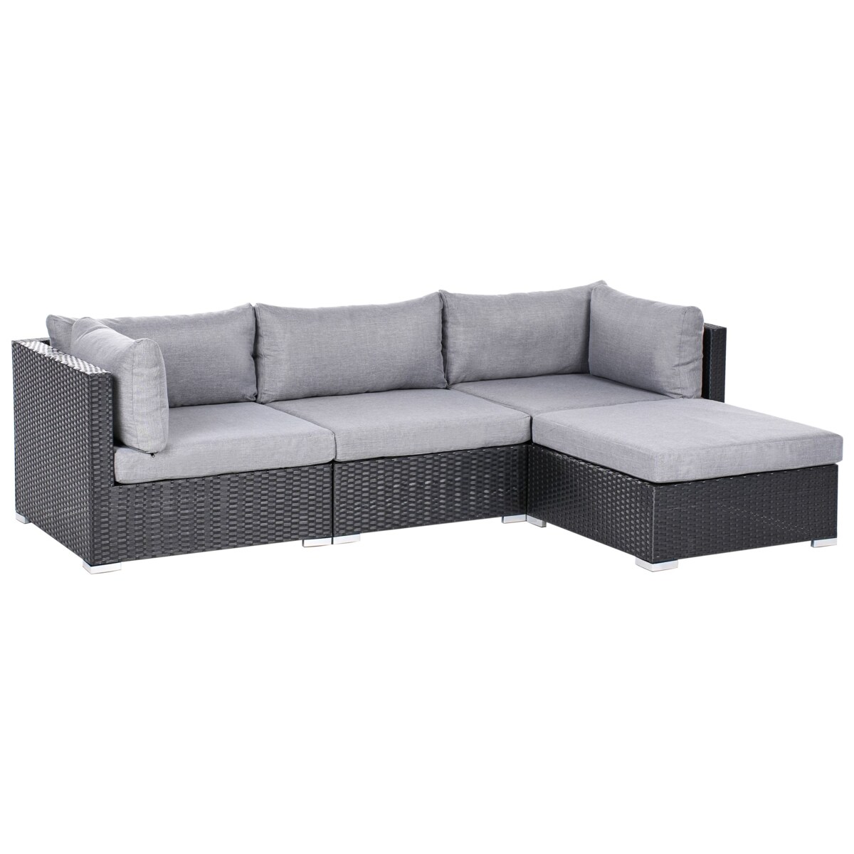 Narożnik ogrodowy ze stolikiem dla 4 osób SANO Lewostronny Technorattan Czarny