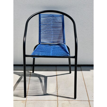 Krzesło ogrodowe plecione BISTRO niebieskie