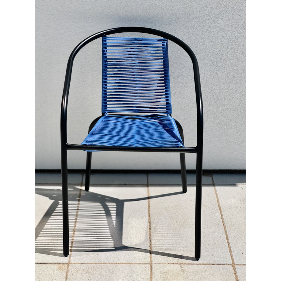 Krzesło ogrodowe plecione BISTRO niebieskie