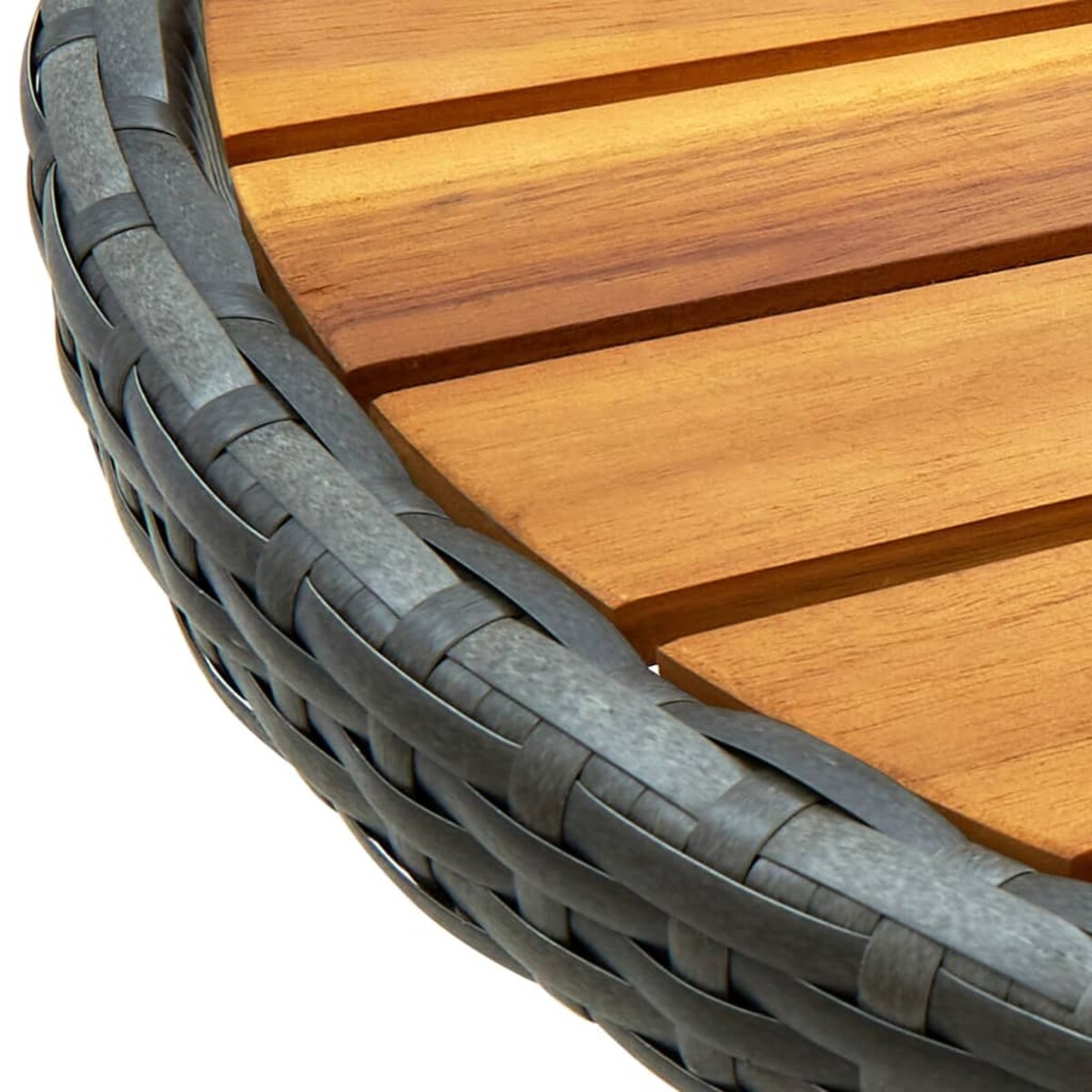 vidaXL Stolik herbaciany, szary, 60 cm, rattan PE i drewno akacjowe