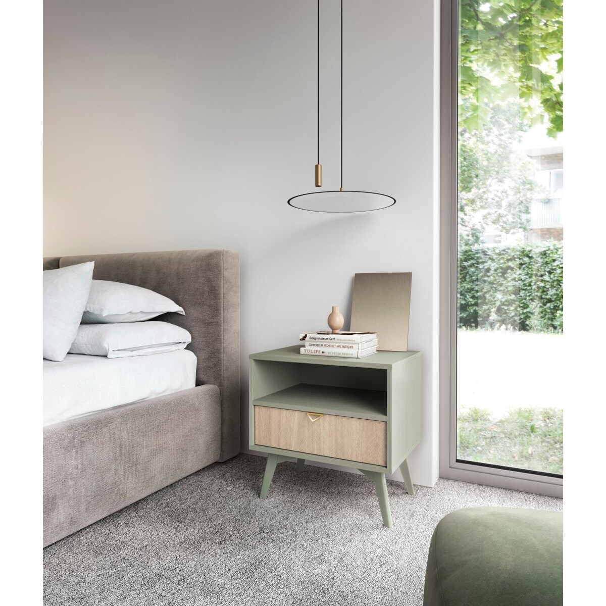 Szafka nocna Sage szałwia/naturalna