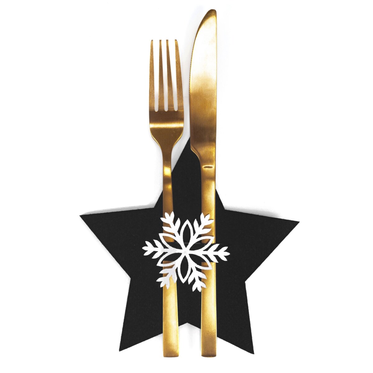 Pokrowiec na sztućce Świąteczny 4 szt. Gwiazda Czarna