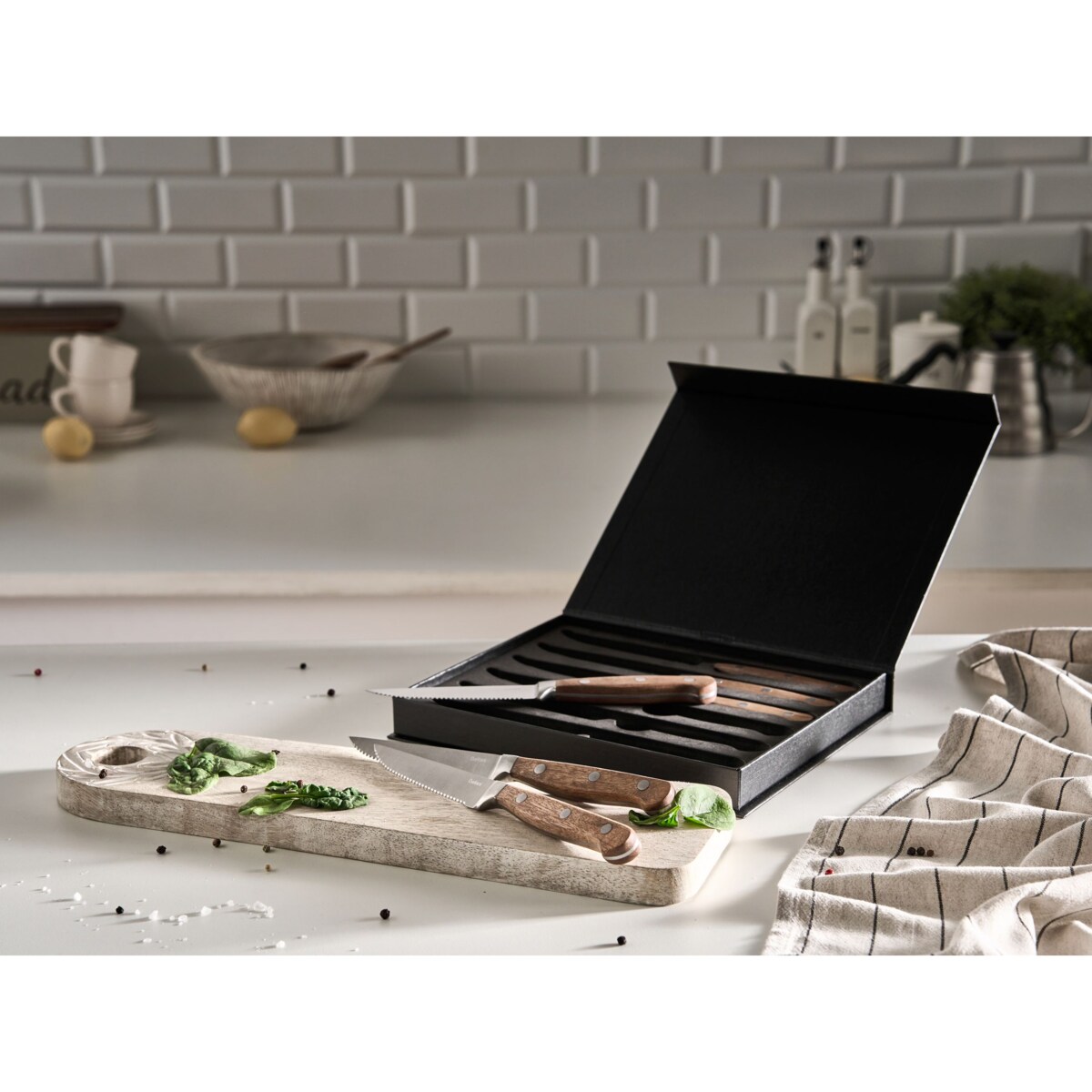 Zestaw 6 noży do steków NAGANO Brązowy