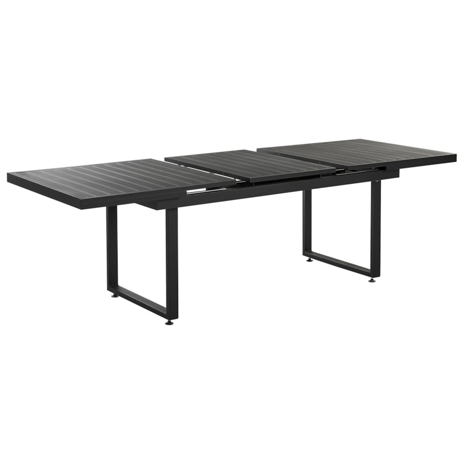 Zestaw ogrodowy stół rozkładany i 8 krzeseł czarny z poduszkami szarymi VALCANETTO/TAVIANO