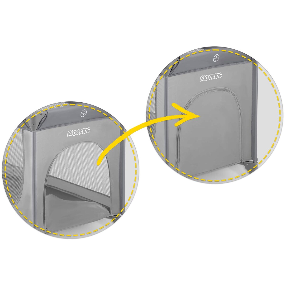 Łóżeczko turystyczne dla dziecka składane podróżne kojec Ricokids + materac + torba