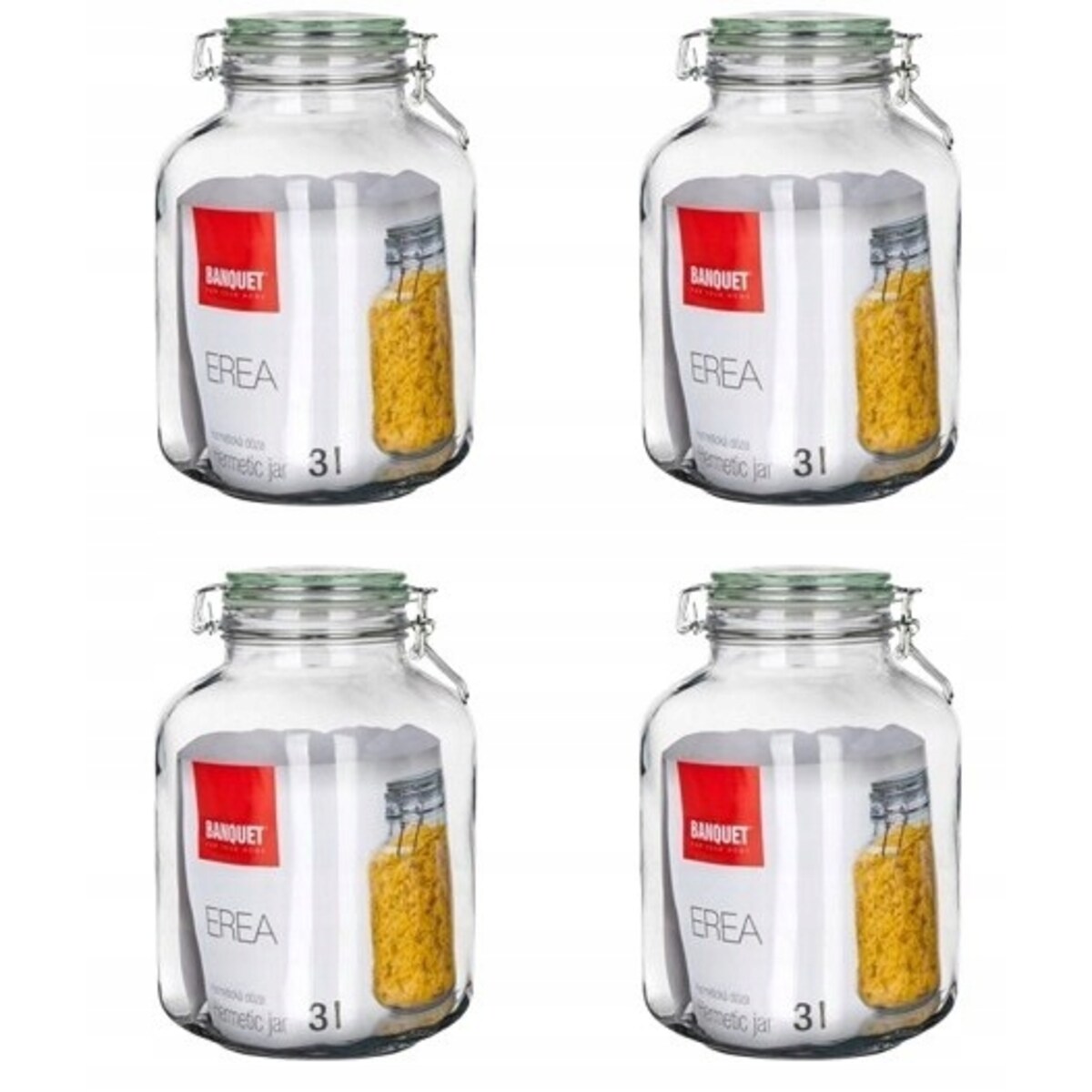 4x SŁOIK SZKLANY z klipsem hermetyczny na przetwory ogórki weki kapusta 3 L