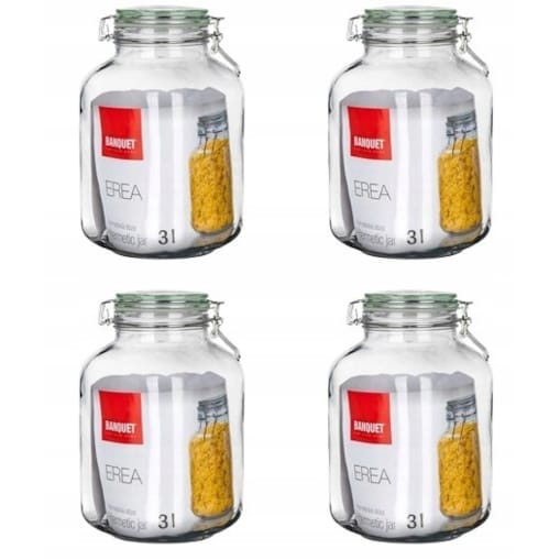 4x SŁOIK SZKLANY z klipsem hermetyczny na przetwory ogórki weki kapusta 3 L