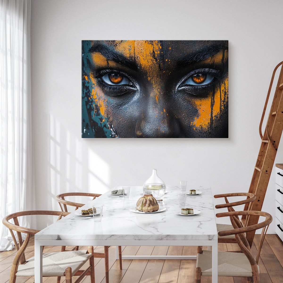 OBRAZ NA PŁÓTNIE DO SALONU ABSTRAKCYJNY PORTRET TAJEMNICZA KOBIETA 70x50cm