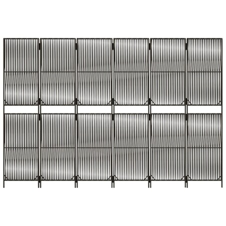 vidaXL Parawan 6-panelowy, szary, polirattan