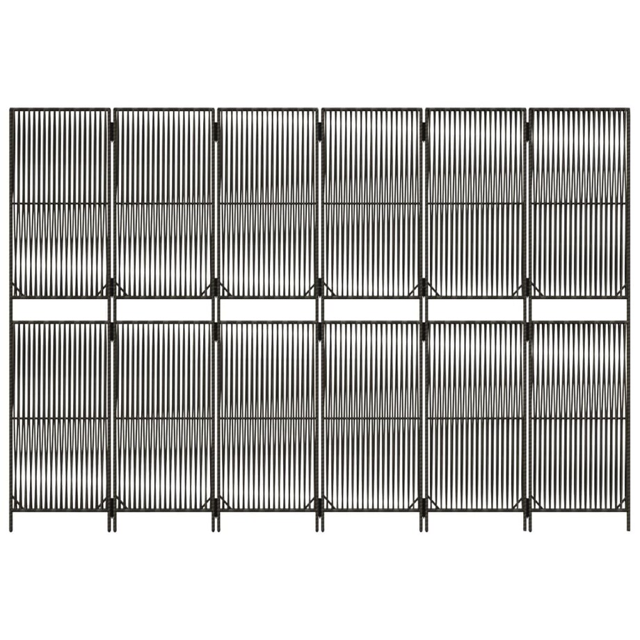 vidaXL Parawan 6-panelowy, szary, polirattan