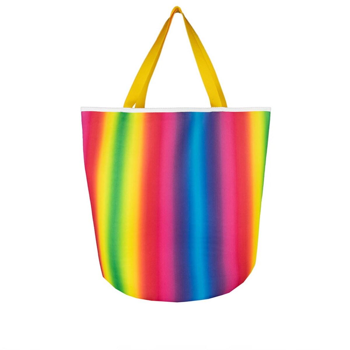 Torba na zakupy z okrągłym spodem, 58x48 tęczowa z koronkowym środkiem