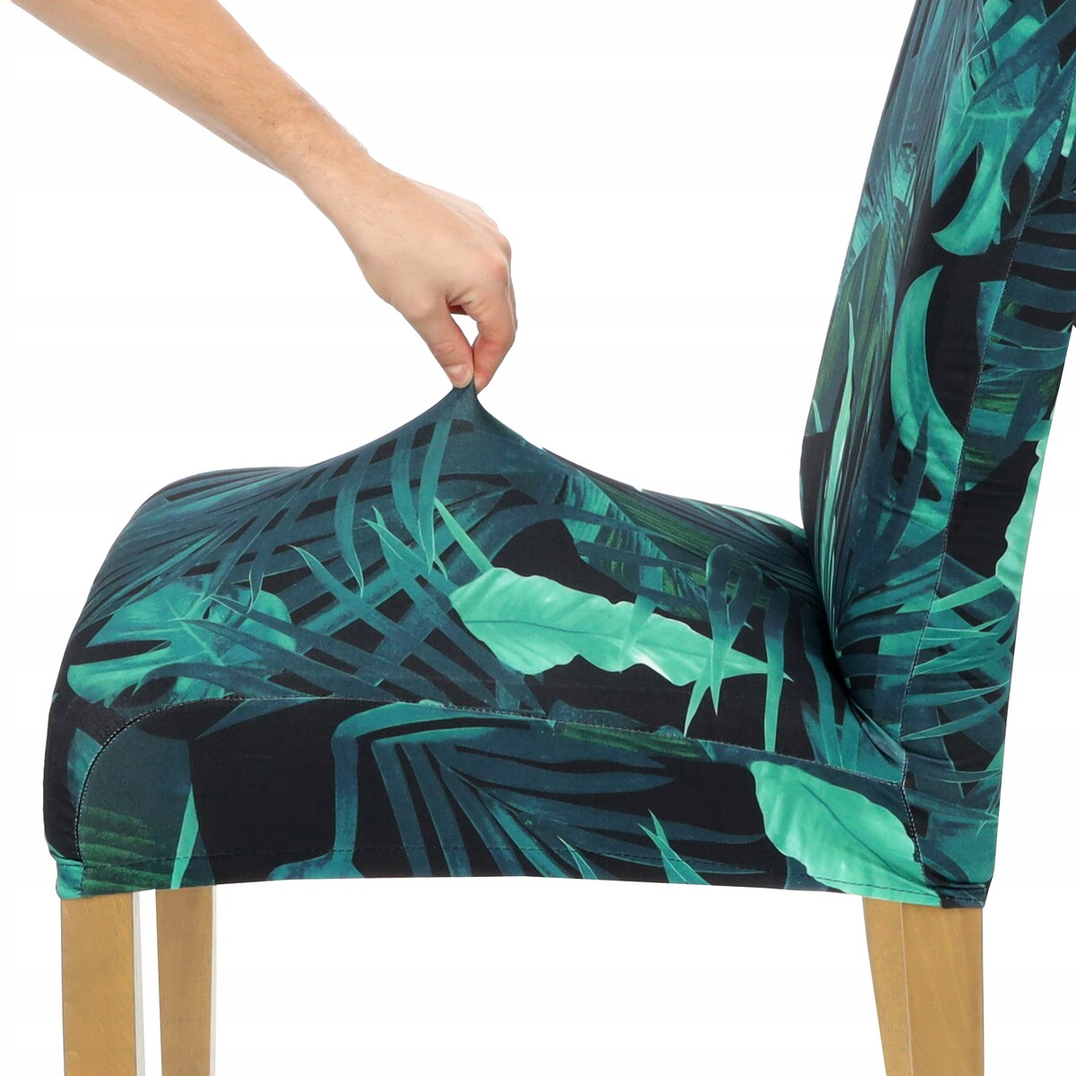 POKROWIEC NA KRZESŁO LIŚCIE WZORY ELASTYCZNY [21CY]