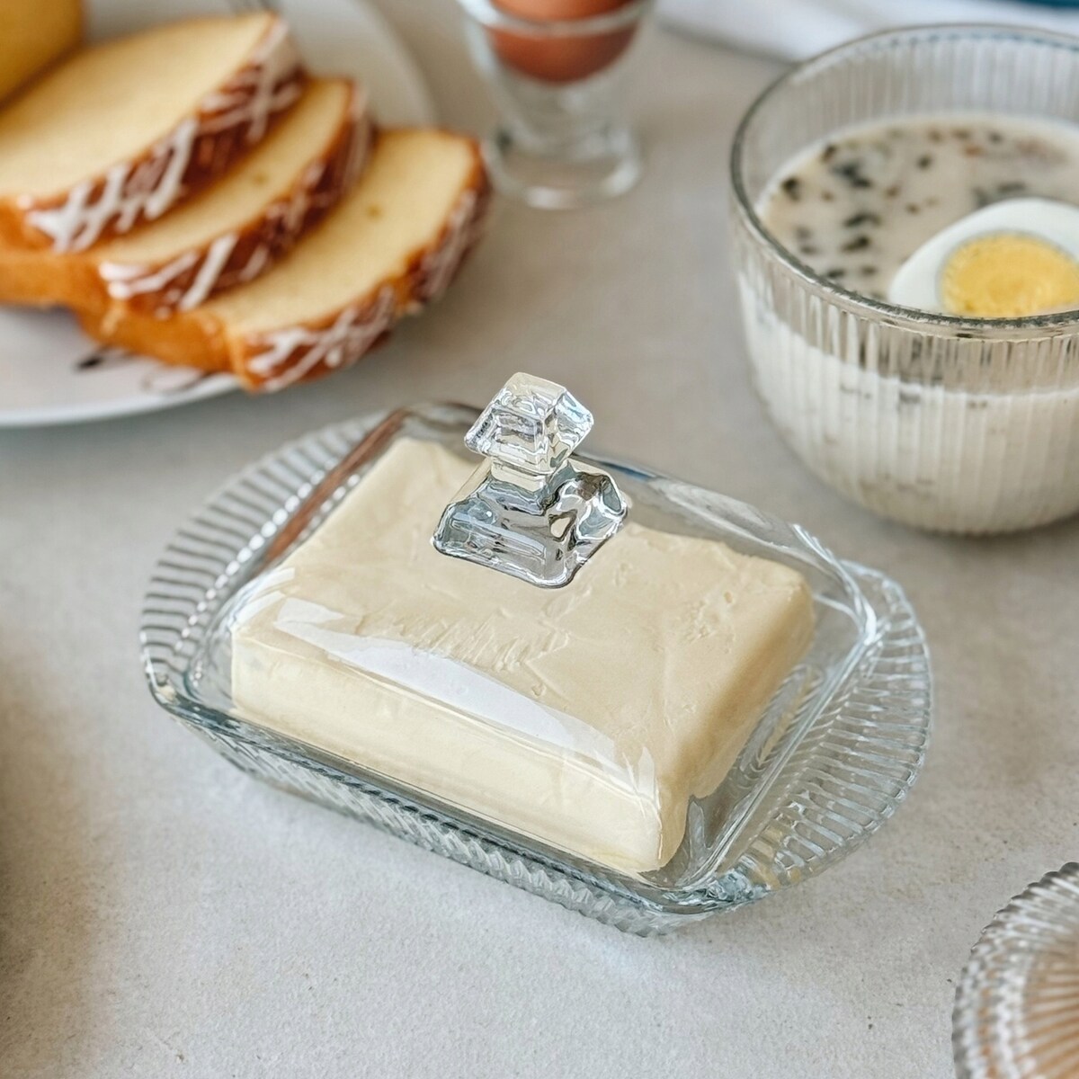 MASELNICZKA SZKLANA pojemnik na masło sery kuchenna maselnica