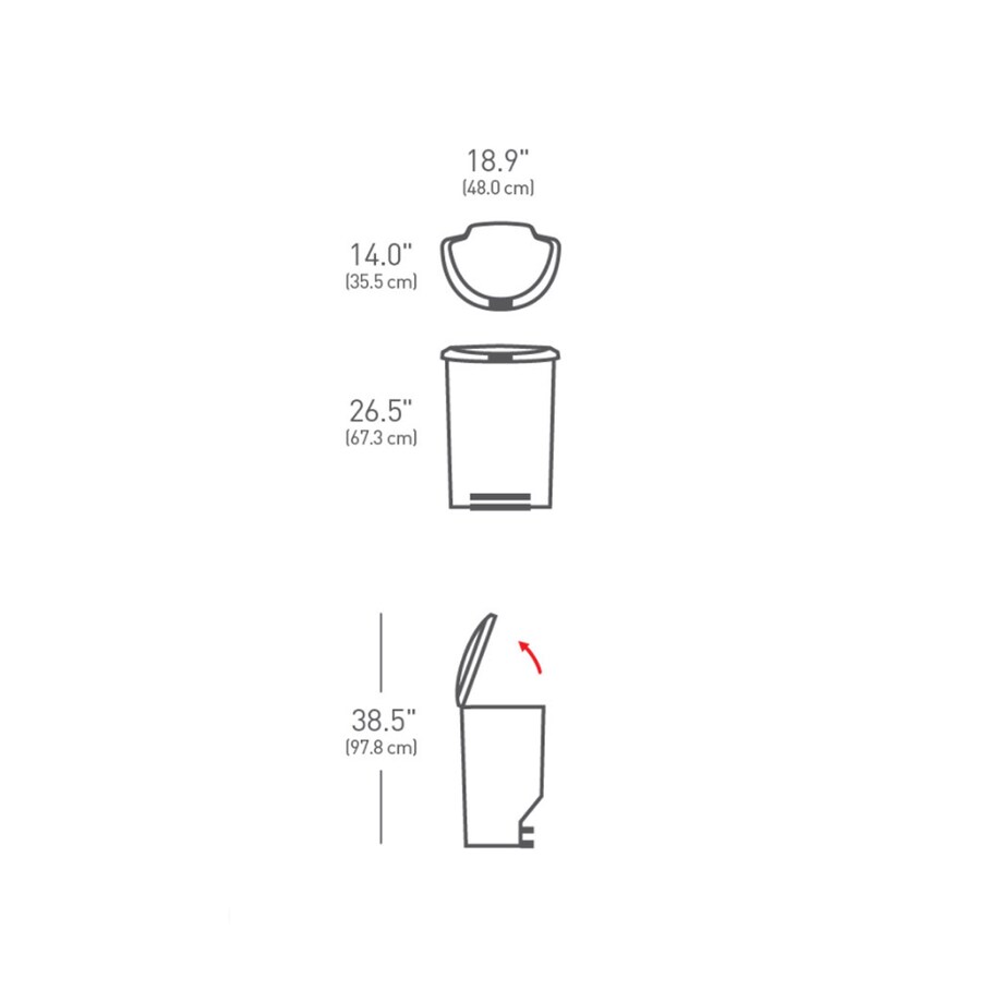 Kosz na śmieci 50L pedałowy półokrągły - szary / simplehuman