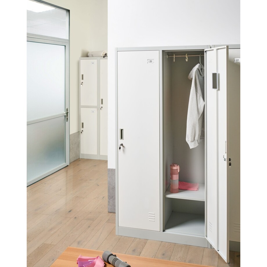 Szafa socjalna ubraniowa dwudrzwiowa ATHLETE Metal Szary/ biały