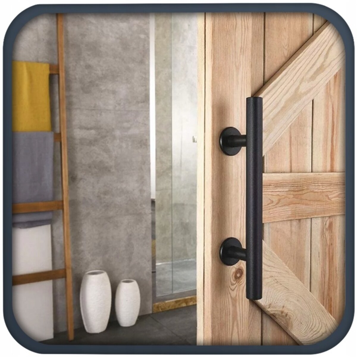 Uchwyt klamka do drzwi przesuwnych czarna matowa loft solidna retro premium