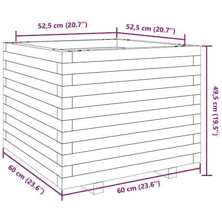 vidaXL Donica ogrodowa, biała, 60x60x49,5 cm, lite drewno sosnowe
