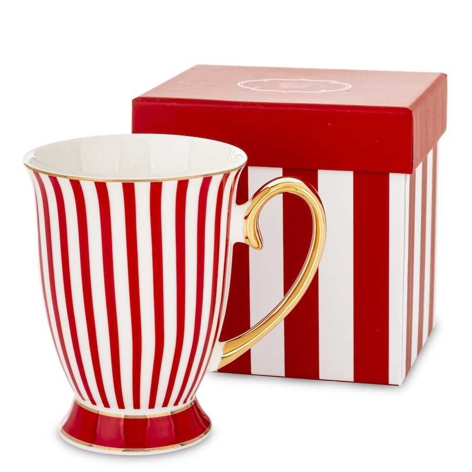 Kubek porcelanowy w paski w pudełku 300 ml