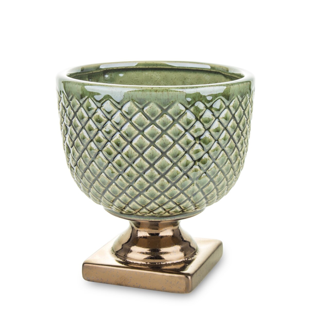 Osłonka zielono-złota 18,5x17x17 cm IRMA - II na złotej podstawce