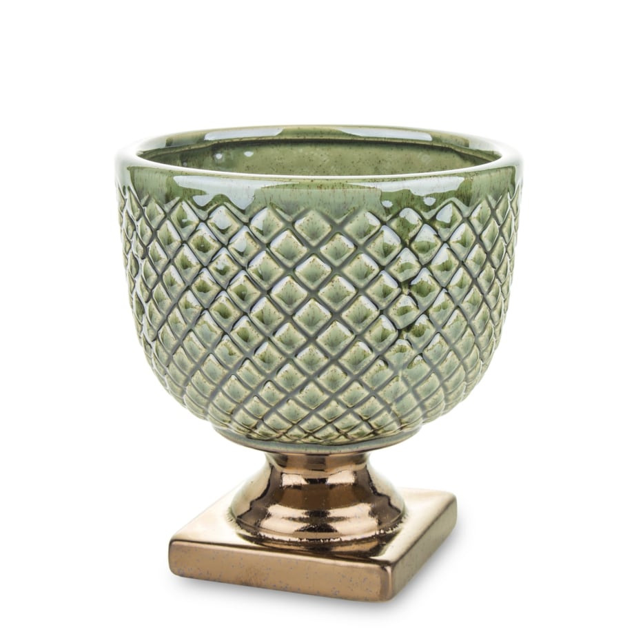 Osłonka zielono-złota 18,5x17x17 cm IRMA - II na złotej podstawce