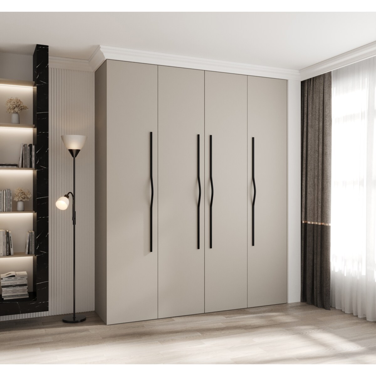 Szafa czterodrzwiowa Como 2 200 gł.40 kaszmir+czarny