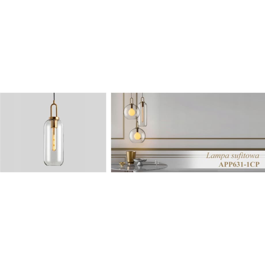 Lampa Wisząca Sufitowa Żyrandol E27 Szklana Tuba