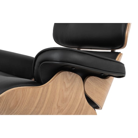 Obrotowy fotel Lounge KH1501100143 czarny z podnóżkiem sklejka jesion, King Home