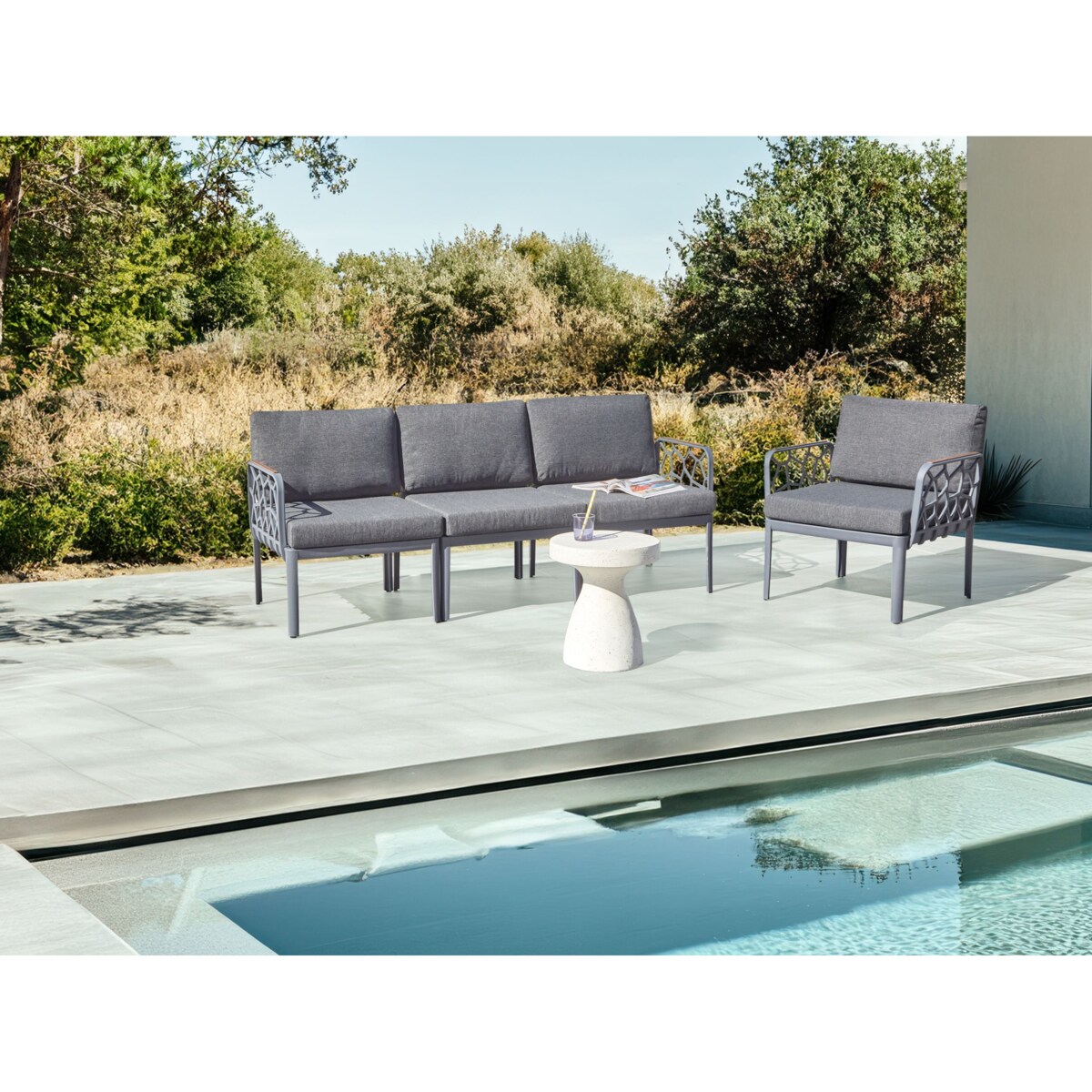 Zestaw ogrodowy dla 4 osób ERICHE Ciemnoszary