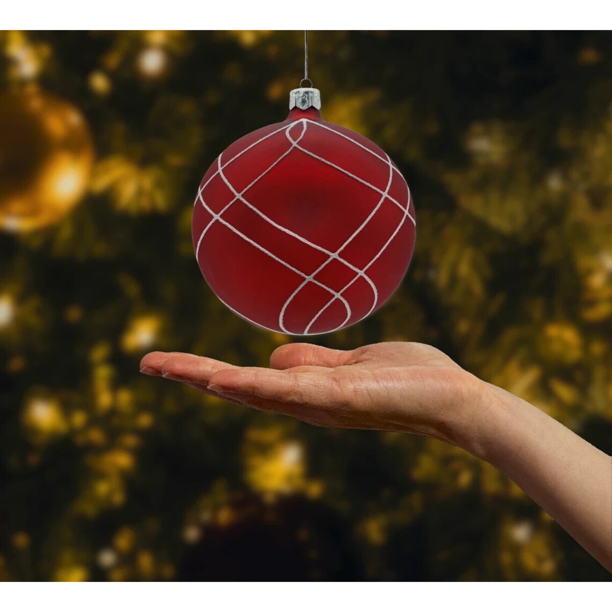 Bombki okrągłe: czerwona laska cukrowa