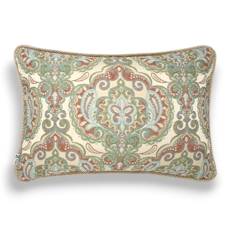 Kremowa - miętowa poduszka dekoracyjna w ornamenty 60x40 Rani