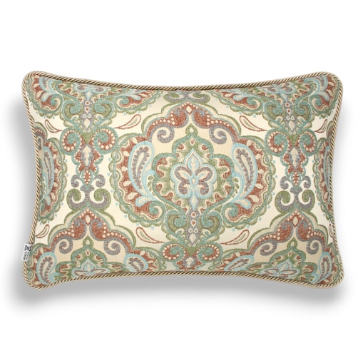 Kremowa - miętowa poduszka dekoracyjna w ornamenty 60x40 Rani