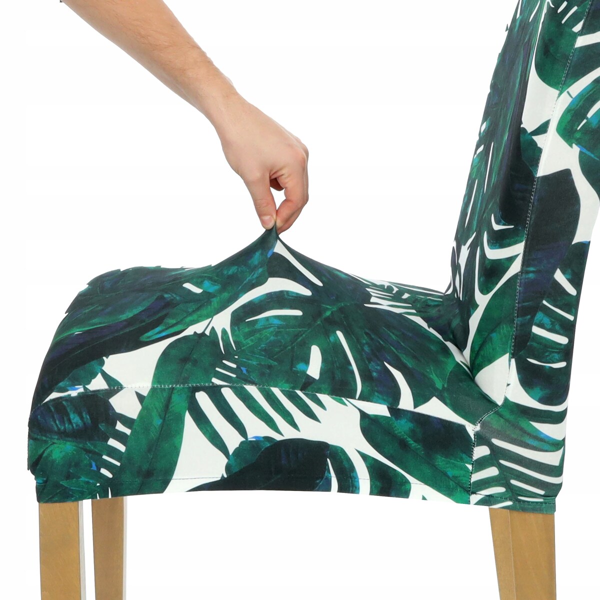 POKROWIEC NA KRZESŁO MONSTERA ZIELONE LIŚCIE PALMY WZORY ELASTYCZNY [21CF]