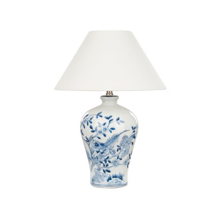 Lampa stołowa porcelanowa biało-niebieska MAGROS